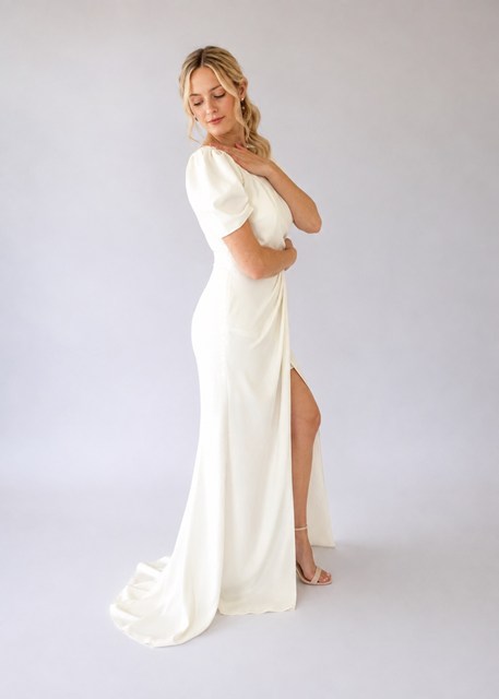 One Shoulder Sleeve Wedding/Second Wedding Dress