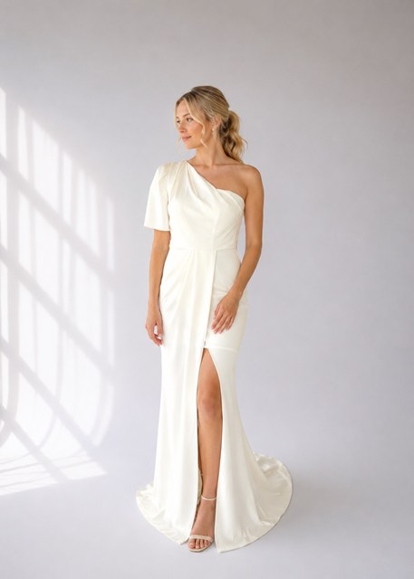 One Shoulder Sleeve Wedding/Second Wedding Dress